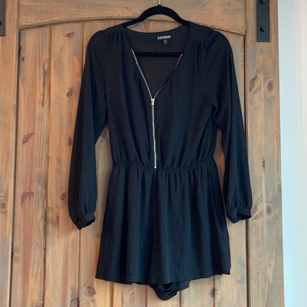 Sheer long sleeve shorts jumpsuit